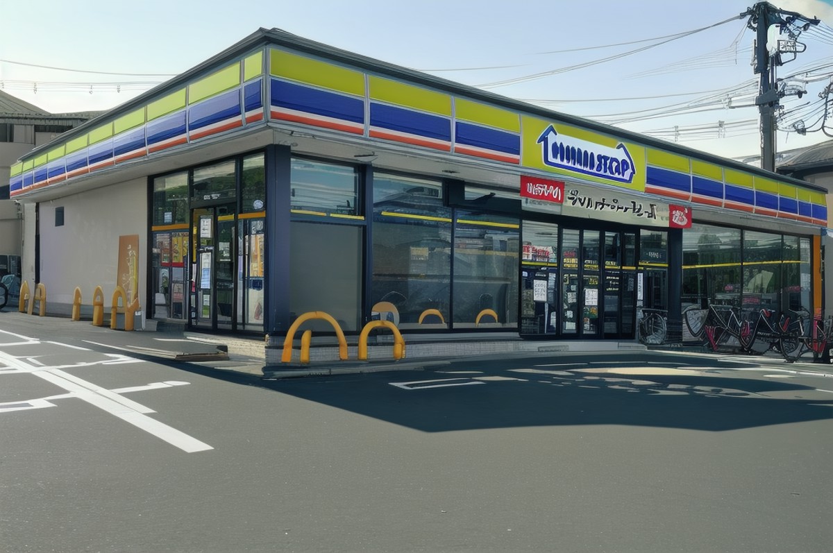 masterpiece, best quality, ultra-detailed, illustration,
ministop, konbini, scenery, storefront, japan, bicycle, outdoors,...